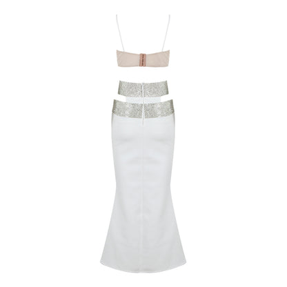 Strappy Sleeveless Rhinestone Maxi Bandage Set HL9304