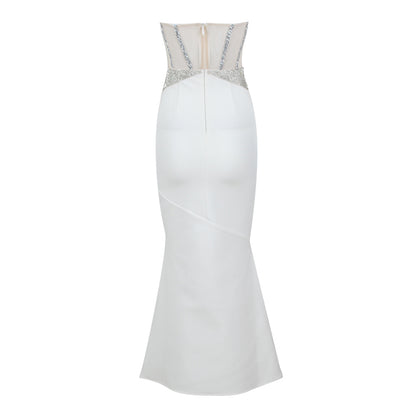 Strapless Sleeveless Rhinestone Midi Bandage Dress HL9306