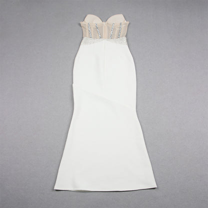 Strapless Sleeveless Rhinestone Midi Bandage Dress HL9306