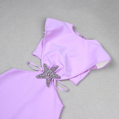 Round Neck Sleeveless Exposed Waist Bandage Dress HL9387