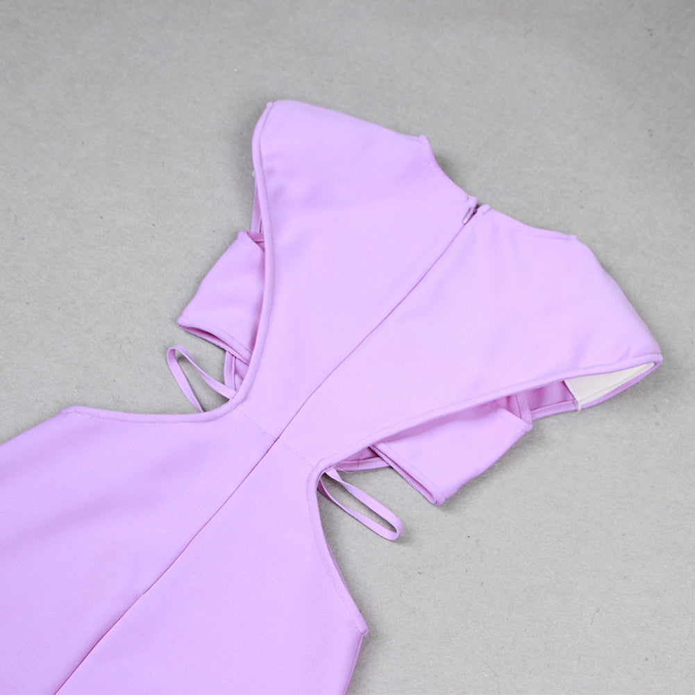 Round Neck Sleeveless Exposed Waist Bandage Dress HL9387