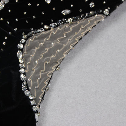 Strapless Sleeveless Rhinestone Bodycon Dress HL9484