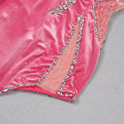 Strapless Sleeveless Rhinestone Bodycon Dress HL9484