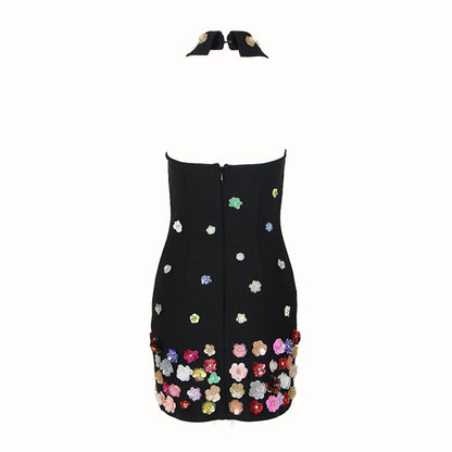Halter Sleeveless Sequins Mini Bandage Dress HL9502