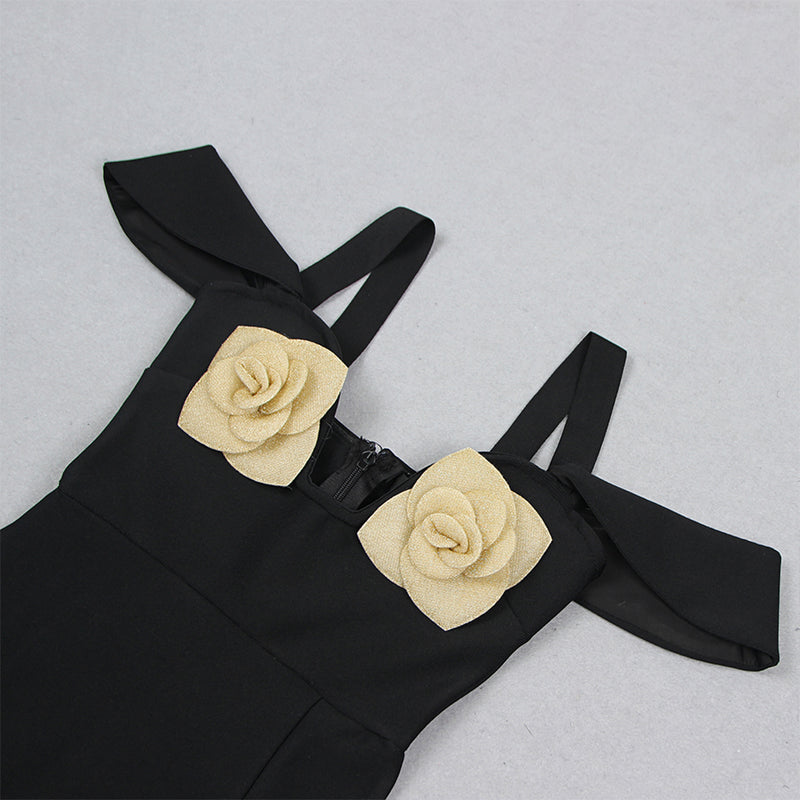 Strappy Sleeveless Flower Maxi Bandage Dress HL9532