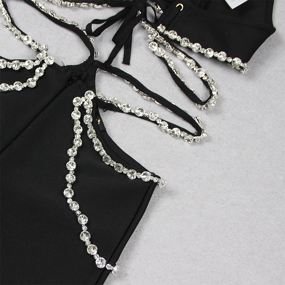 Halter Sleeveless Rhinestone Bandage Set HL9565