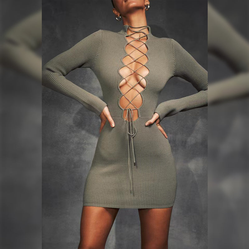 Grey Green Bodycon Dress HT2967 1