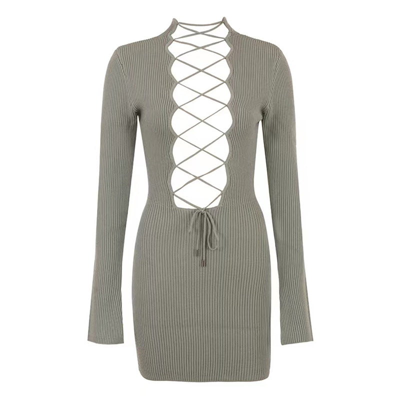 Grey Green Bodycon Dress HT2967 2