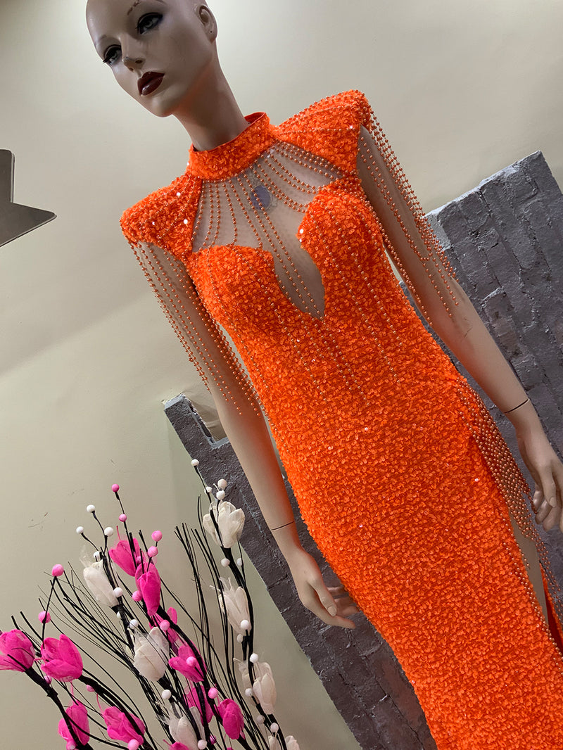 Orange Bodycon Dress HT867