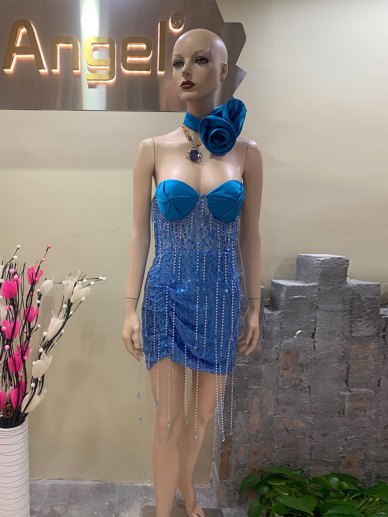 Blue Bodycon Dress HT882