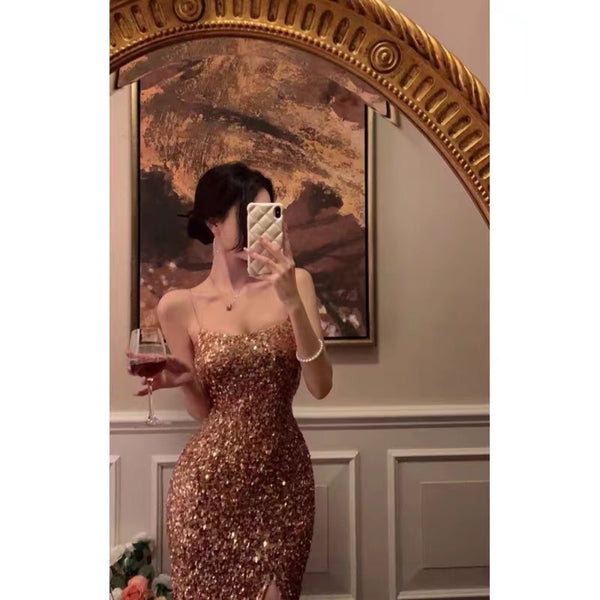 Gold Bodycon Dress KLYA21 1