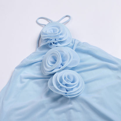 Halter Sleeveless Tulle Maxi Dress KLYF1001