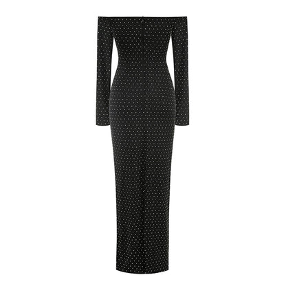 Off Shoulder Long Sleeve Cut Out Maxi Dress KLYF1020