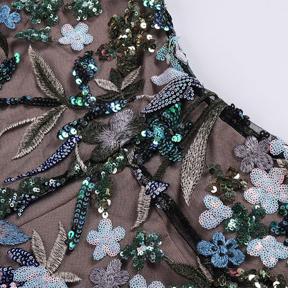 One Shoulder Long Sleeve Sequins Dress KLYF1033