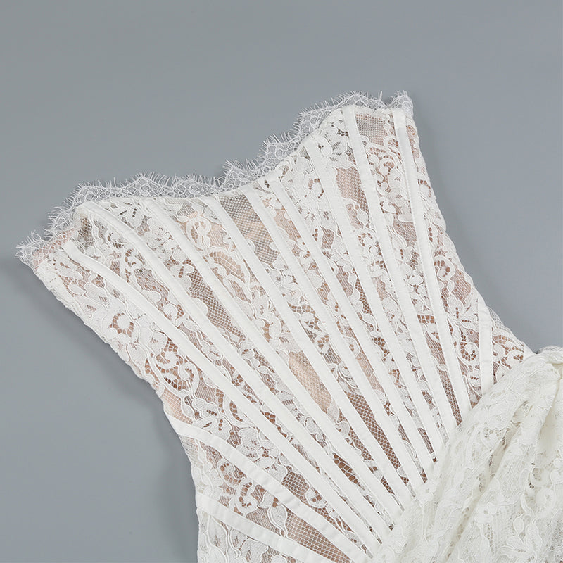 Strapless Sleeveless Lace Mini Dress KLYF1062