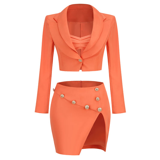 Orange Bodycon Set KLYF575 2