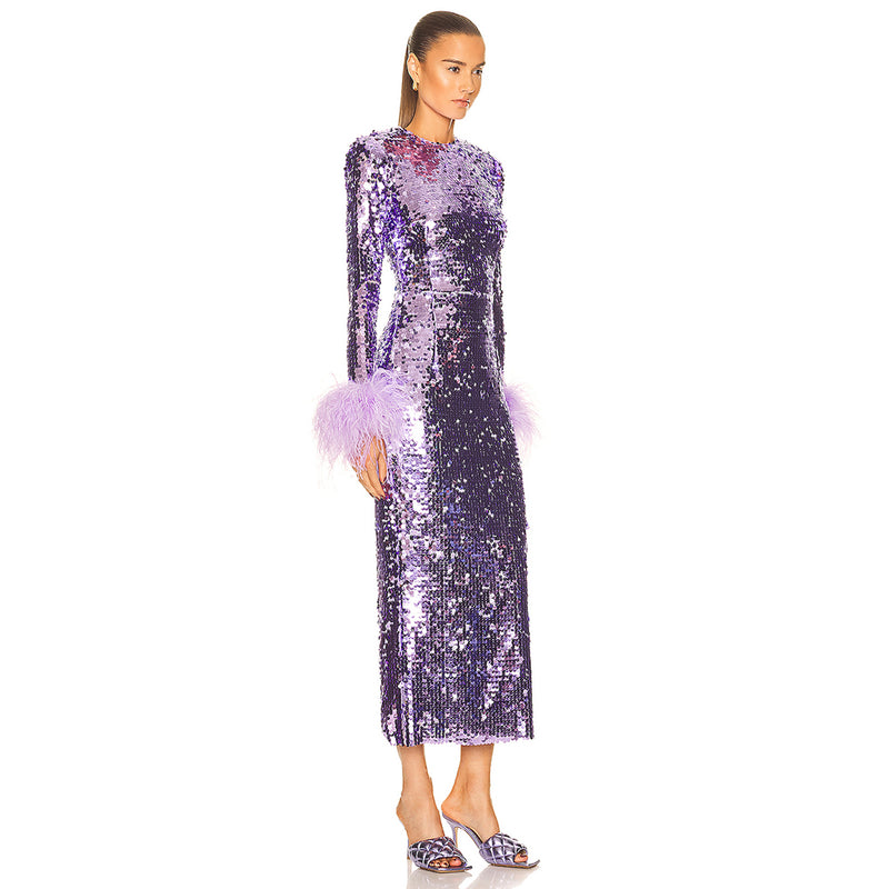 Purple Bodycon Dress KLYF610 2