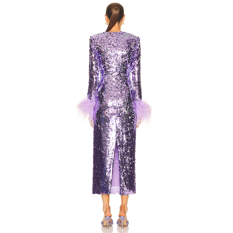 Purple Bodycon Dress KLYF610 3