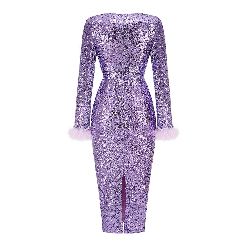 Purple Bodycon Dress KLYF610 5