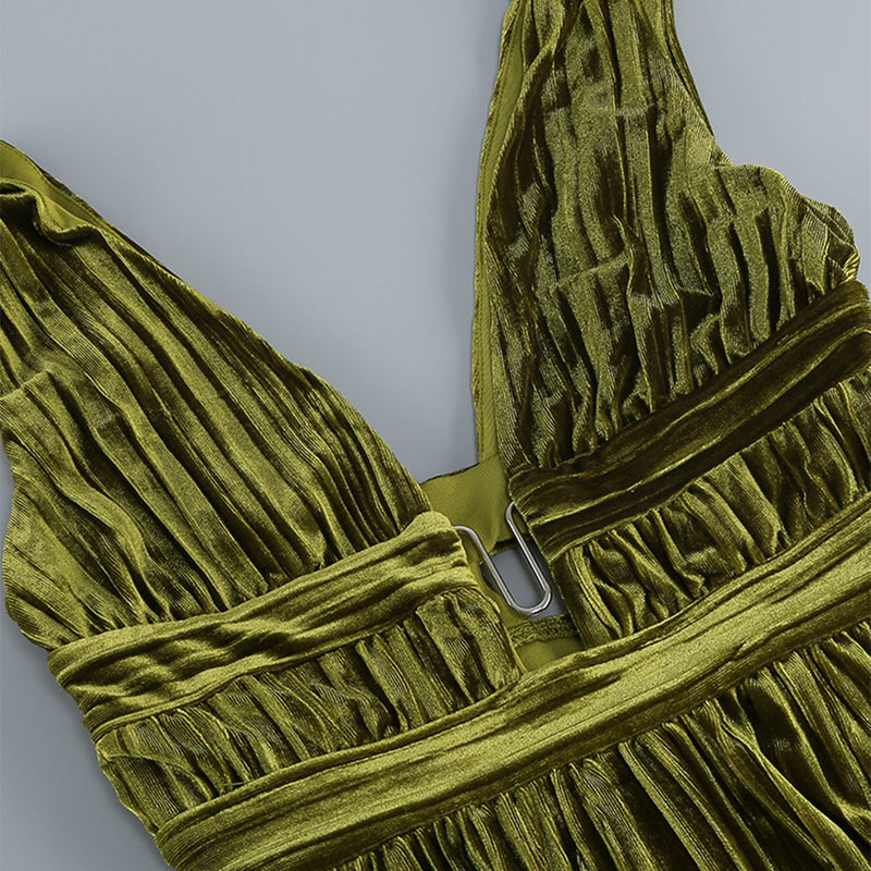 Strappy Sleeveless Zipper Maxi Bodycon Dress KLYF615
