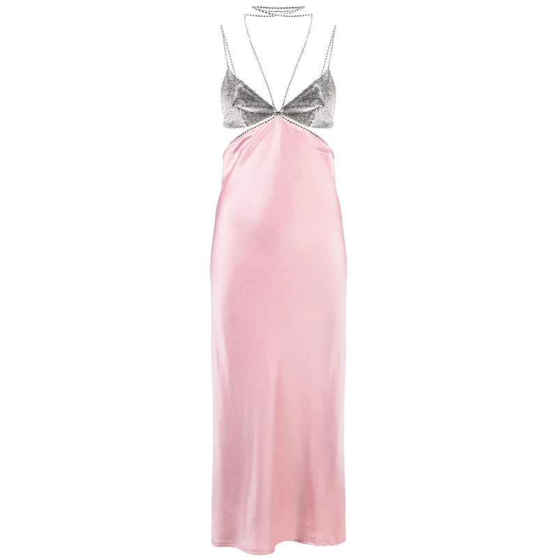 Strappy Sleeveless Drill Chain Midi Dress KLYF848