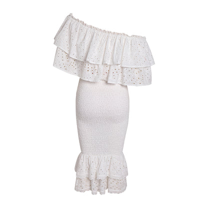 One Shoulder Sleeveless Fishtail Midi Dress KLYF888
