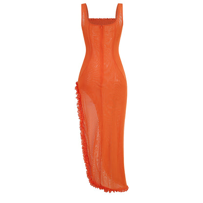 Strappy Sleeveless Mesh Dress KLYF907