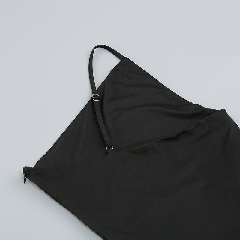 One Shoulder Sleeveless Frill Mini Dress KLYF908