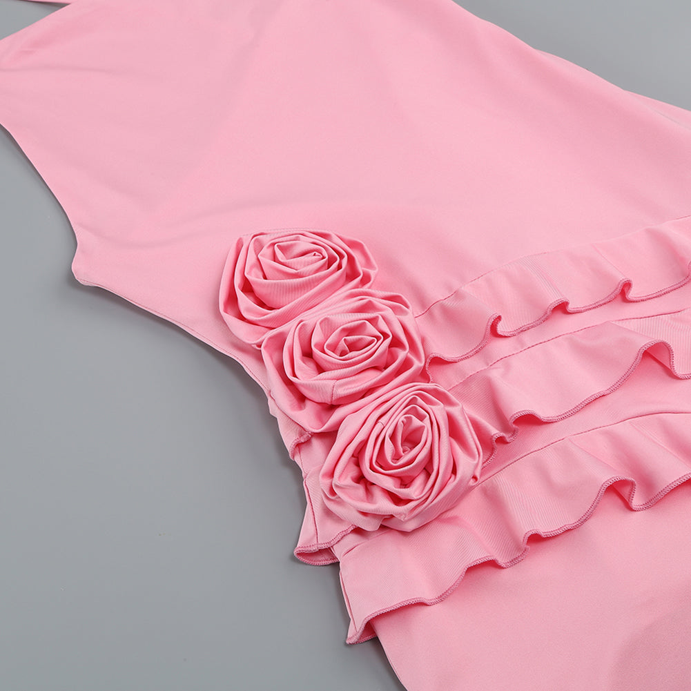 One Shoulder Sleeveless Frill Mini Dress KLYF908