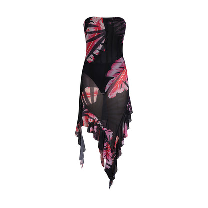 Strapless Sleeveless Irregular Dress KLYF914