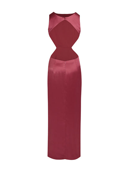 Round Neck Sleeveless Cut Out Maxi Dress KLYS011