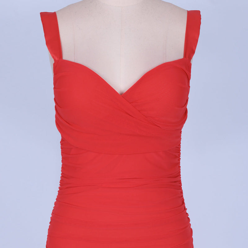 Strappy Sleeveless Wrinkled Over Knee Bodycon Dress FLY19260