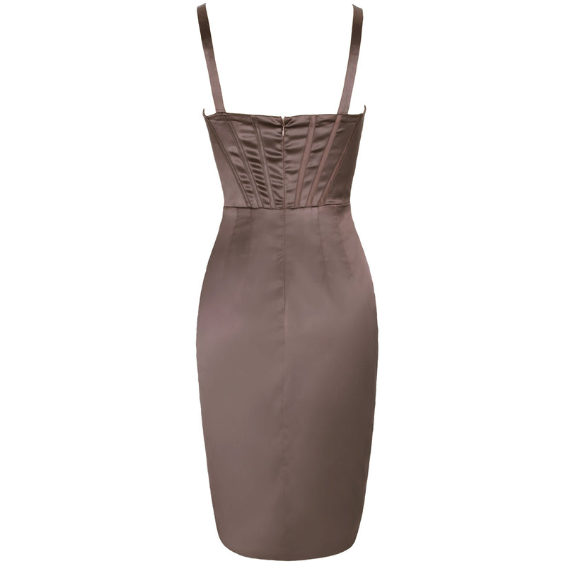 Strappy Sleeveless Striped Midi Bodycon Dress HI1217