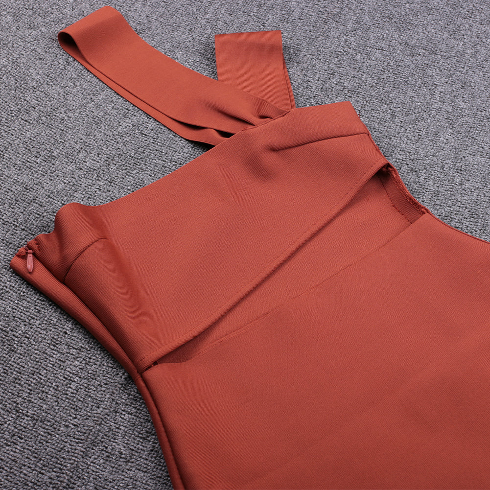 Waist Hollow Asymmetrical Over Knee Bandage Dress HL8363