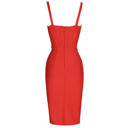 Strappy Sleeveless Frill Midi Bandage Dress PF21619