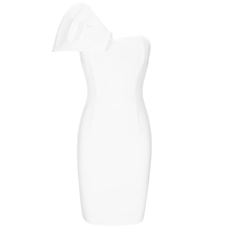 One Shoulder Sleeveless Frill Mini Bandage Dress PP091408