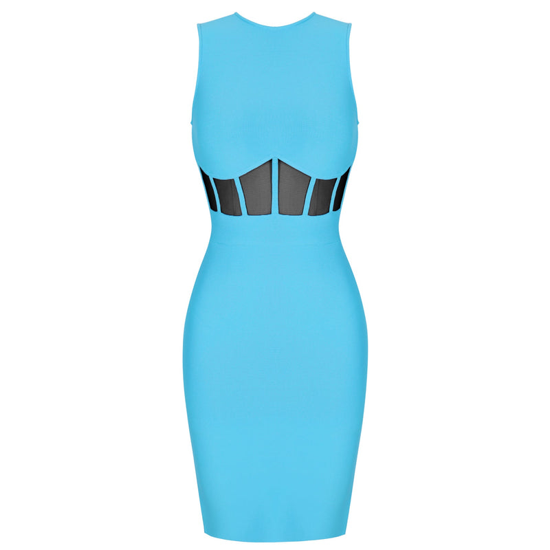 Round Neck Sleeveless Mesh Midi Bandage Dress PP20008