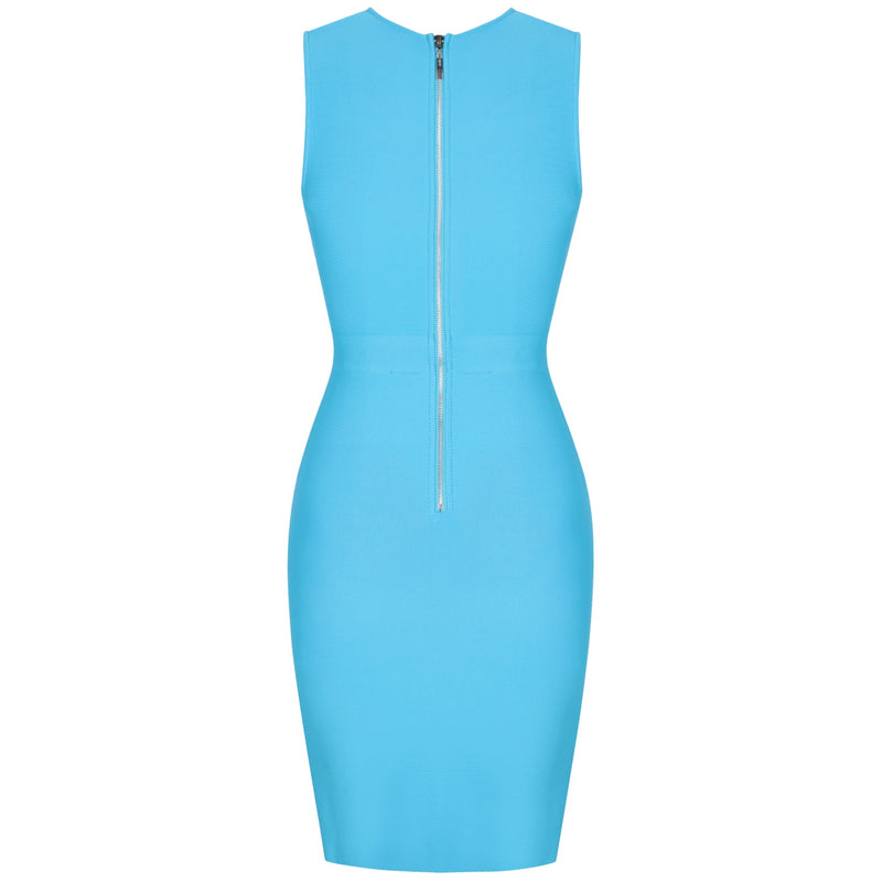 Round Neck Sleeveless Mesh Midi Bandage Dress PP20008