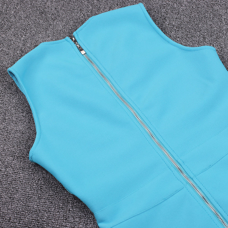 Round Neck Sleeveless Mesh Midi Bandage Dress PP20008