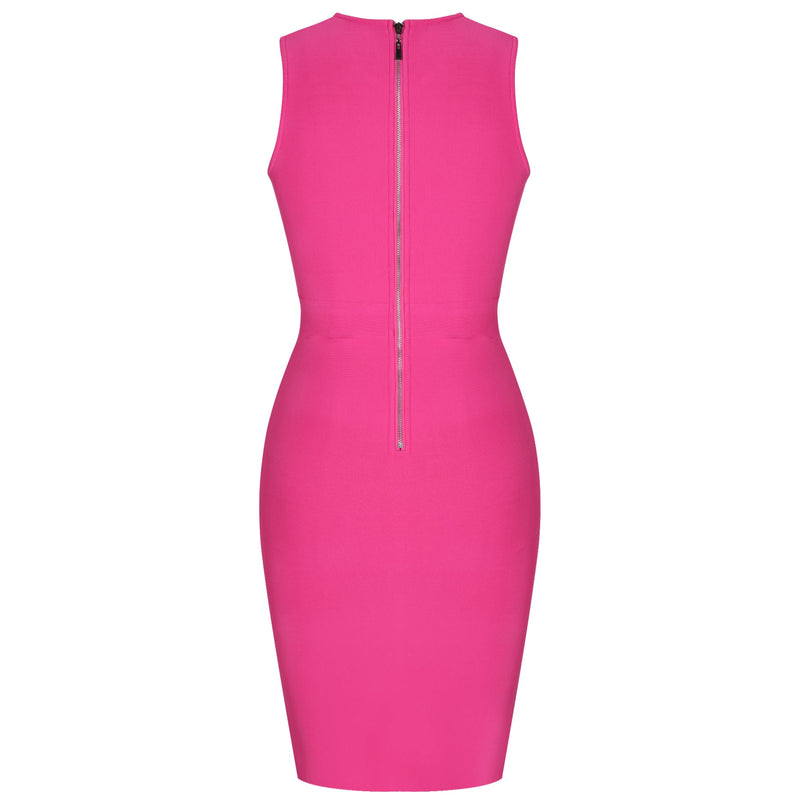 Round Neck Sleeveless Mesh Midi Bandage Dress PP20008