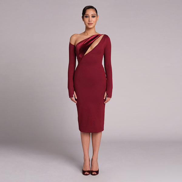 Wine Red Bodycon Dress OW23180