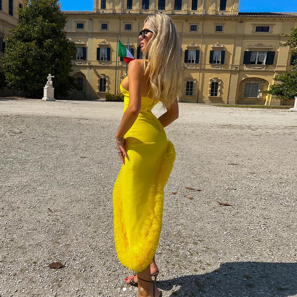 Yellow Bandage Dress OW23276