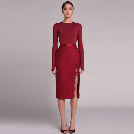Wine Red Bandage Dress PD23216