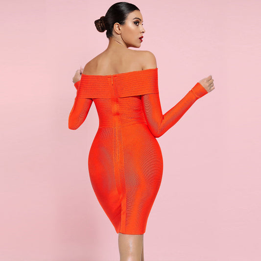 Orange Bandage Dress PF091805 2