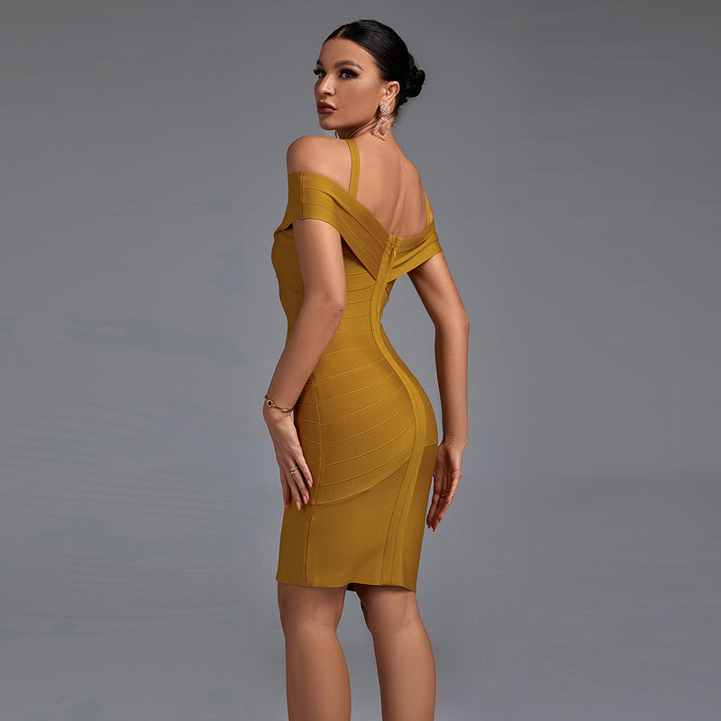 Strappy Short Sleeve Striped Mini Bandage Dress PF19253