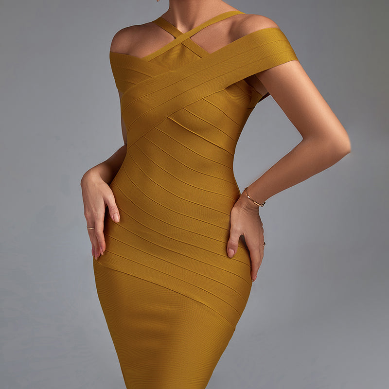 Strappy Short Sleeve Striped Mini Bandage Dress PF19253