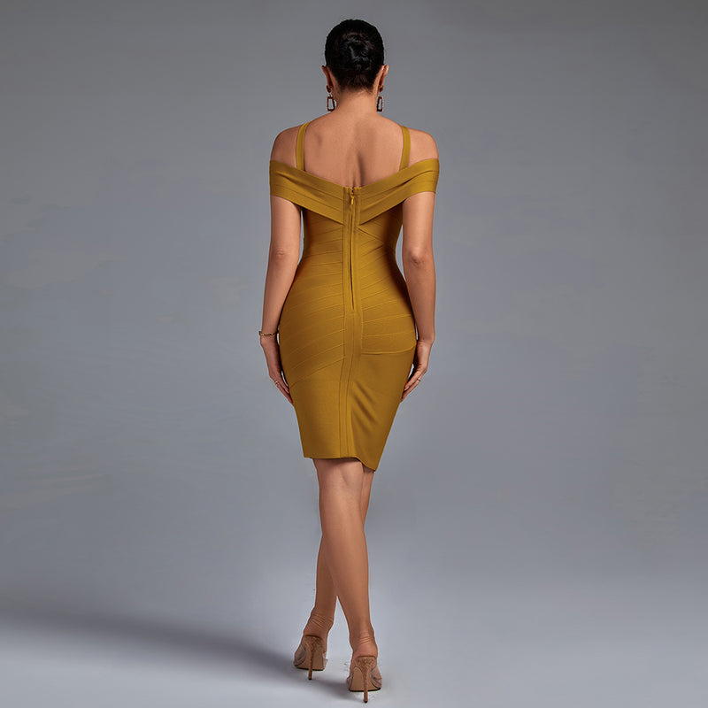Strappy Short Sleeve Striped Mini Bandage Dress PF19253