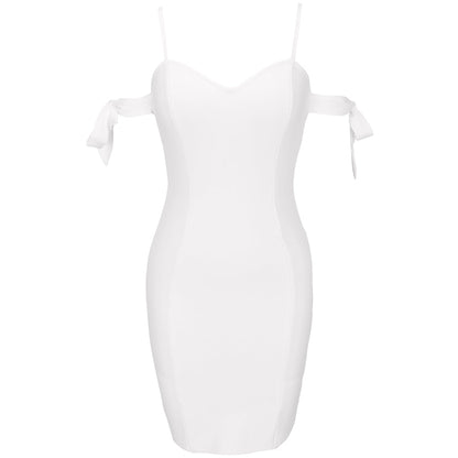 Strappy Short Sleeve Plain Midi Bandage Dress PF21411