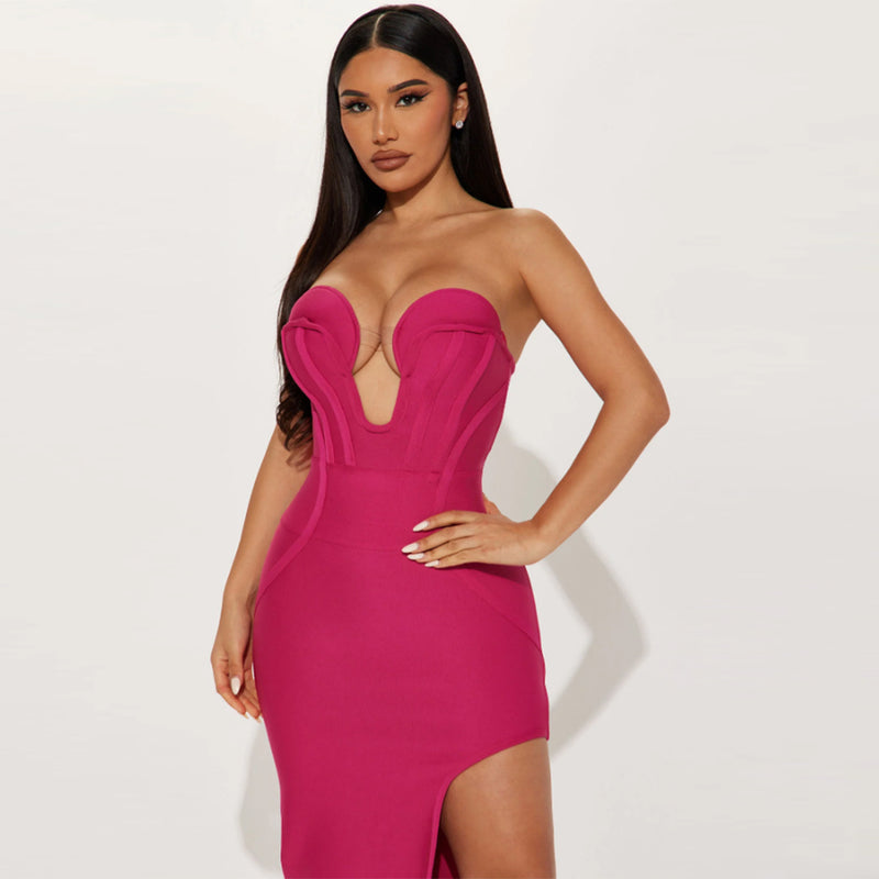 Rose-Red Bodycon Dress PF23155
