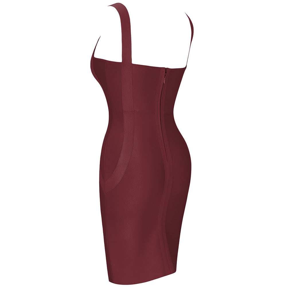 Wine Bandage Dress PK211102 2